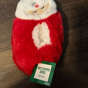 Cozy Red Santa 🎅🏽 Christmas Holiday Kid's Slipper Socks